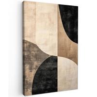 LEINWANDBILD Abstrakt - Flugzeuge - Schwarz - Rund Wanddeko Schlafzimmer 60x90 cm - Beige, Textil (60/90cm) - MuchoWow