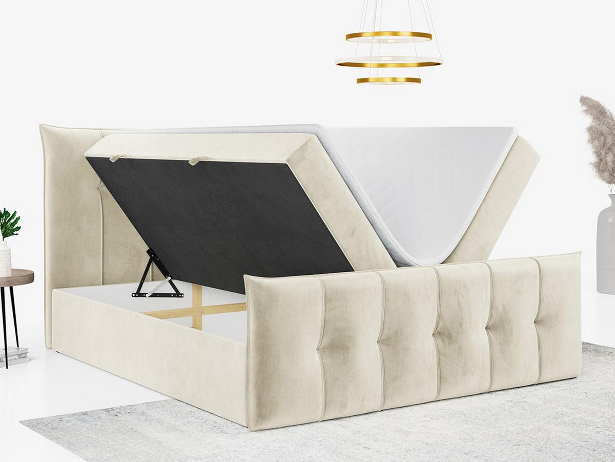 BOXBETT PREMIUM 11 140/200 Beige Velvet - H3 - Beige, Holz/Textil (140/200cm) - MKS