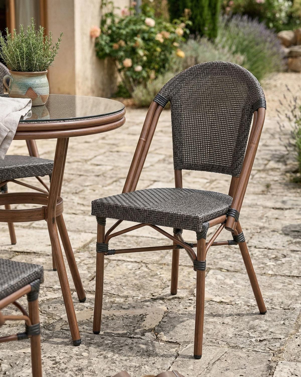 GARTENSTUHL 4er-Set Polyrattan Grau Rifreddo - Grau, Kunststoff (46/88/57cm) - Beliani