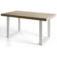 ESSZIMMERTISCH LOFT-U 200X100X77 cm, Farbe: SONOMA, mit Metallbeinen in Farbe Weiß - Weiß/Sonoma Eiche, Holzwerkstoff (200/100/77cm) - Alpi-Möbel