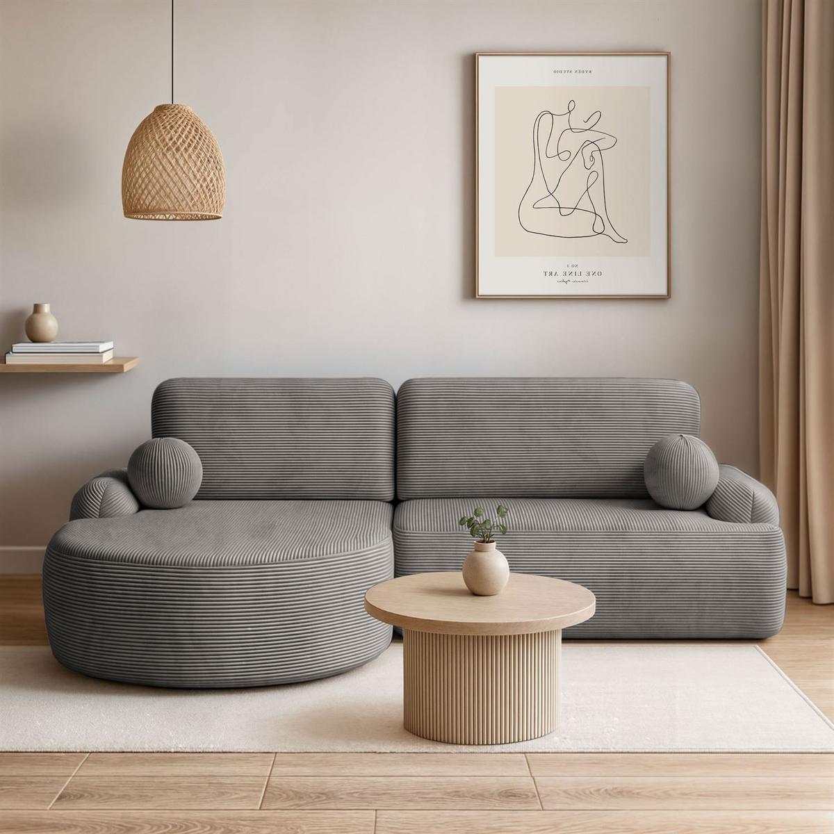 ECKSOFA CLEO II mit Schlaffunktion Version Linke Poso 115 - Taupe, Kunststoff (264/172cm) - Lookway