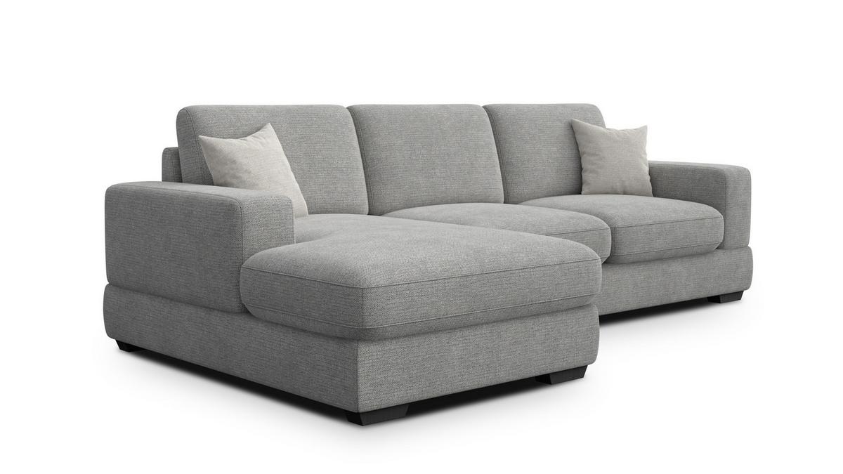 ECKSOFA OTTO 4-Sitzer, grau - Schwarz/Grau, Holz/Textil (279/159cm) - Wozimo