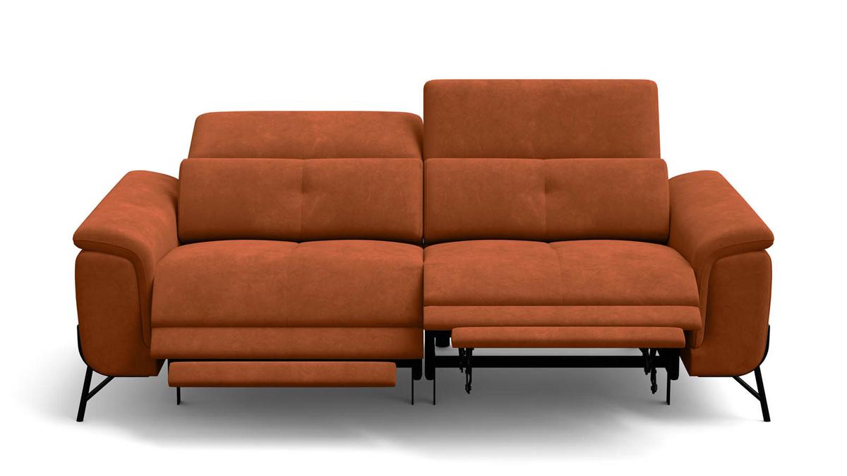 SOFA RELAX AVENA 3-Sitzer, dunkeloranger Veloursstoff - Dunkelorange/Schwarz, Holz/Textil (204/80/108cm) - Courtois Laville