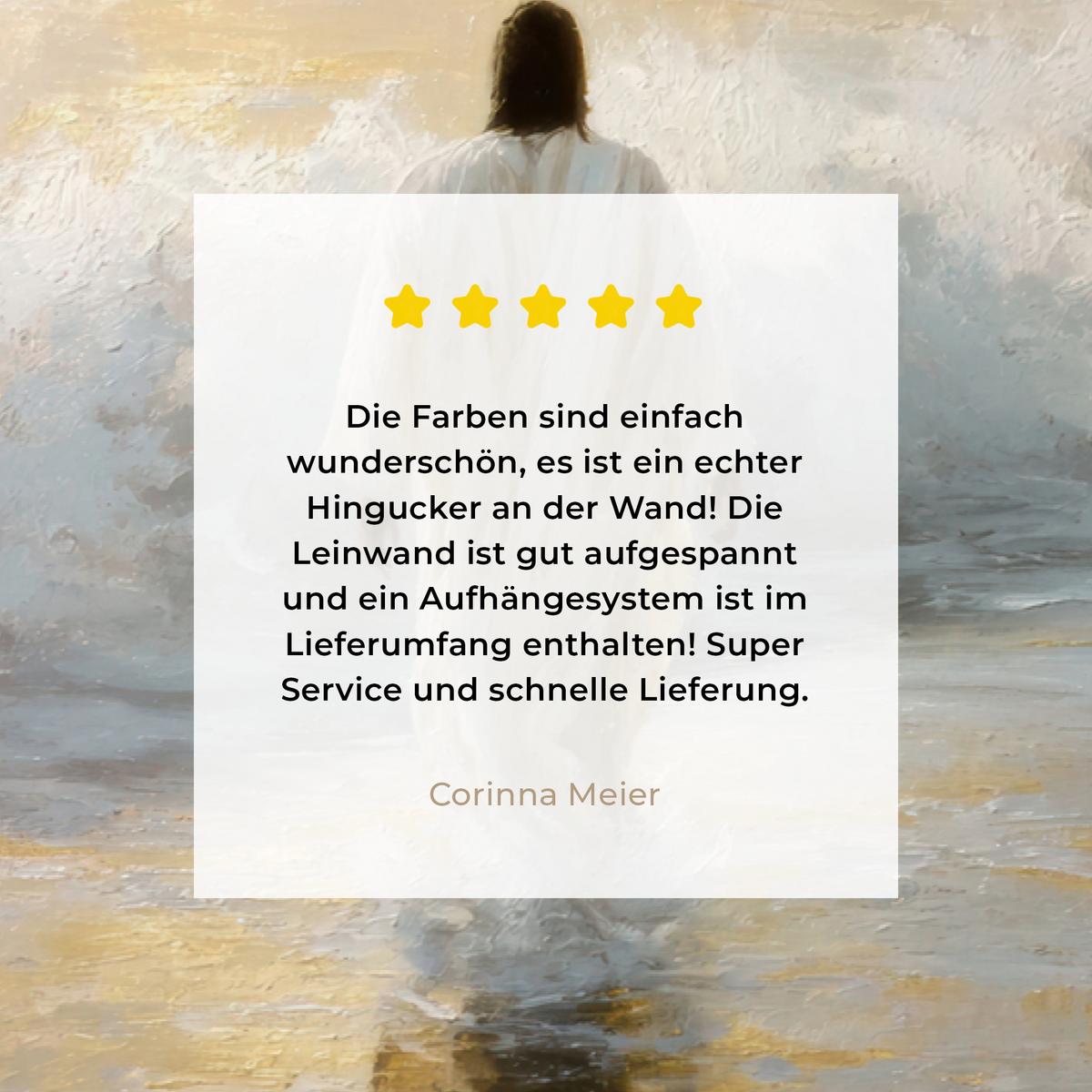 LEINWANDBILD Gemälde - Welle - Jesus - Abstrakt Gemälde 60x40 cm - Goldfarben, Textil (60/40cm) - MuchoWow