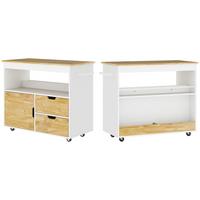 KÜCHENWAGEN Servierwagen mit Arbeitsplatte, Schubladen, Küchenschrank, Eiche - Eichefarben, Holz (50/85/107cm) - HOMCOM