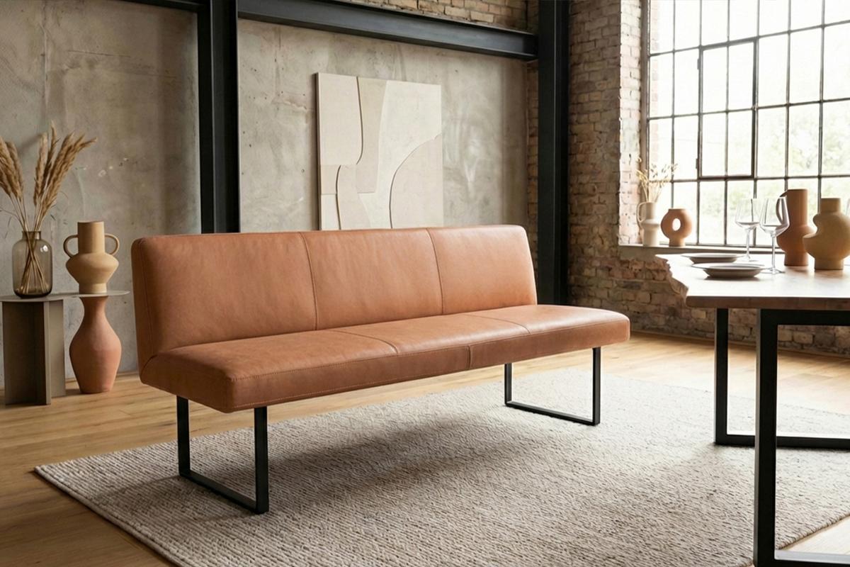 ESSZIMMERBANK ELEEN Braun Leder - Braun, Leder (223/85/69cm) - KAWOLA