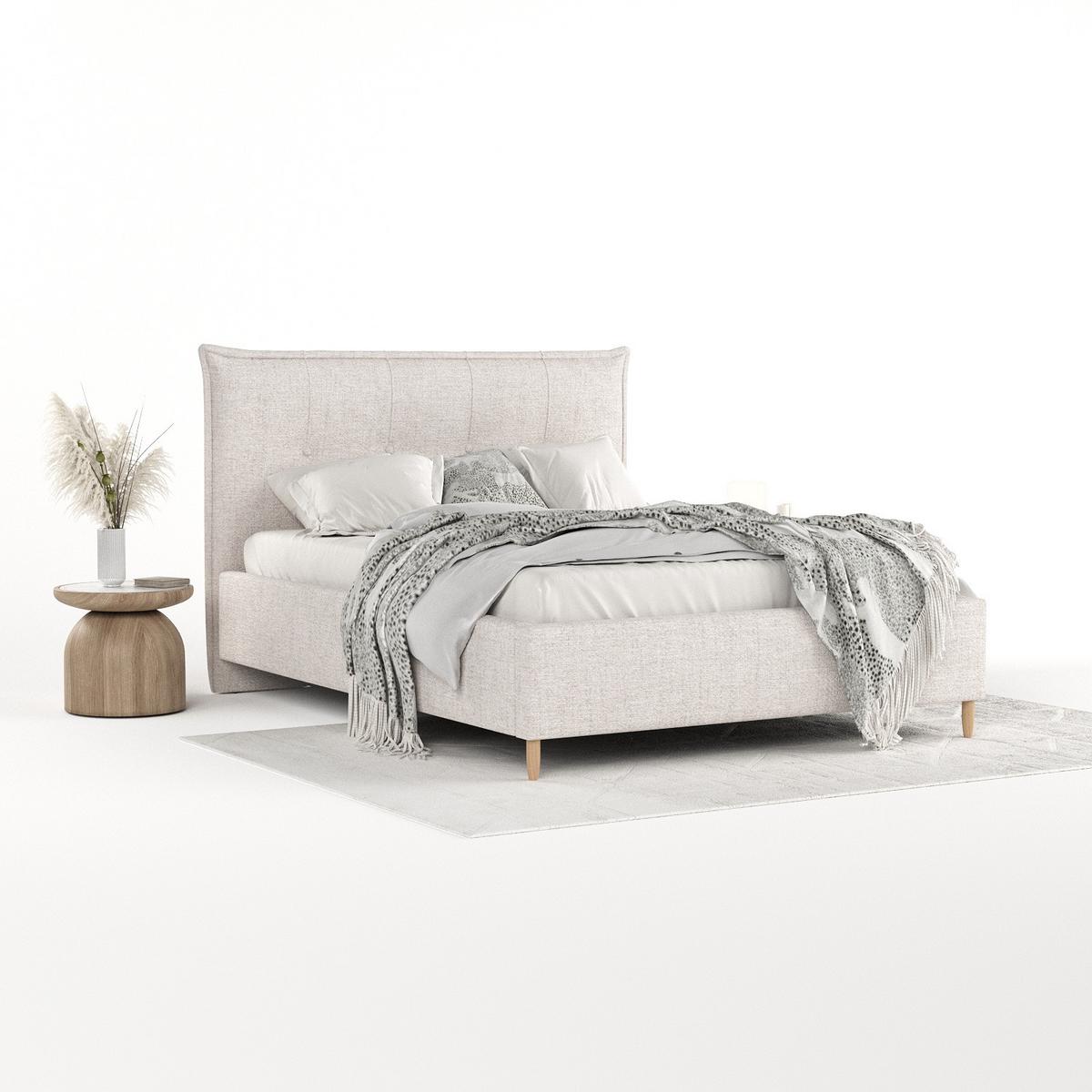 POLSTERBETT Plaza 180/200 cm Hellbeige im Neve Stoff - Sandfarben/Naturfarben, Holz/Holzwerkstoff (180/200cm) - AltaBeds