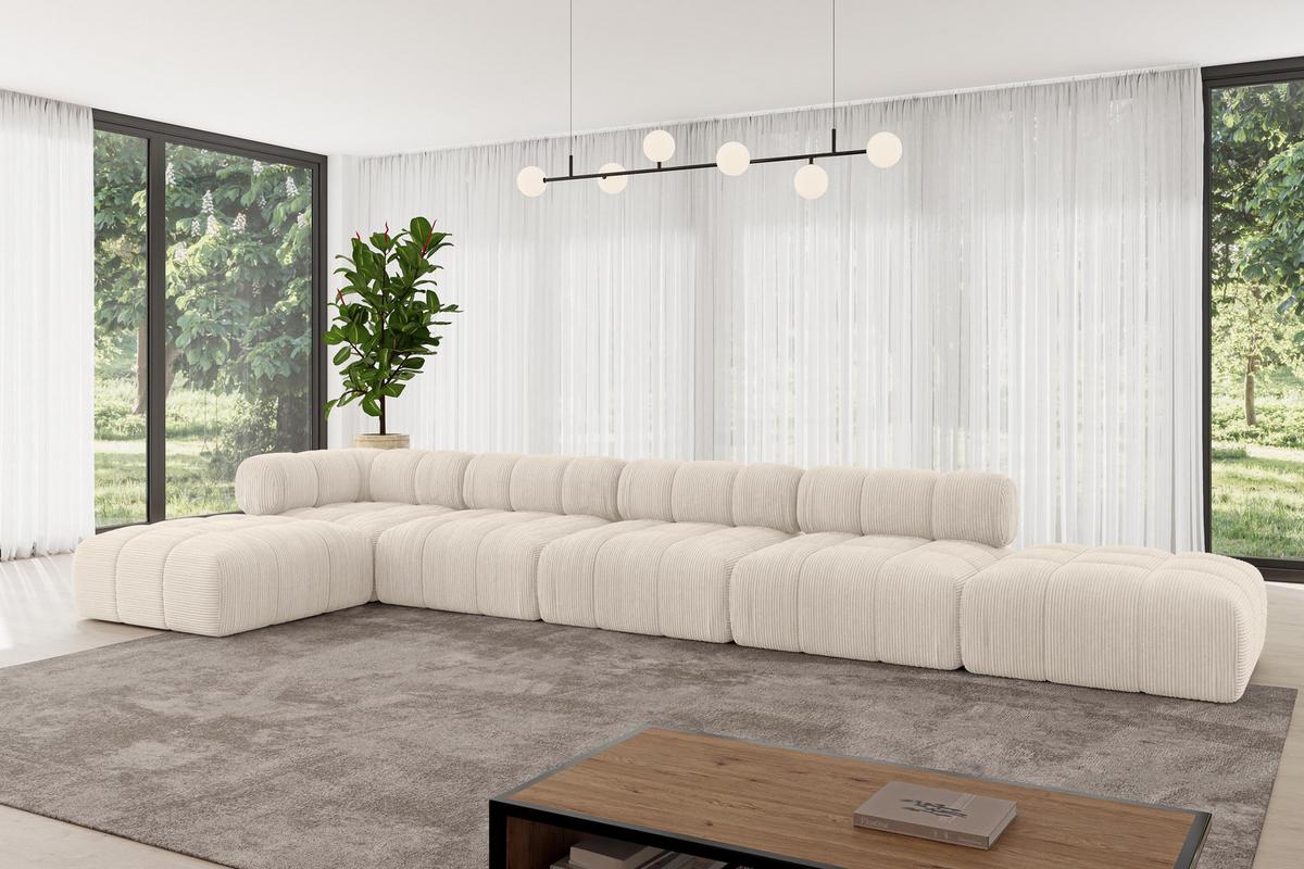 ECKSOFA modulares Sofa Kerru-L3 - 475x190x70 cm Beige Cord - Beige, Holzwerkstoff/Textil (475/190cm) - ALTDECOR