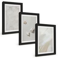 BILDER SET 3er Set - 20x30 cm Schwarzer Rahmen - Sandsteine moderne Farbe - Schwarz, Kunststoff (20/30cm) - TULUP