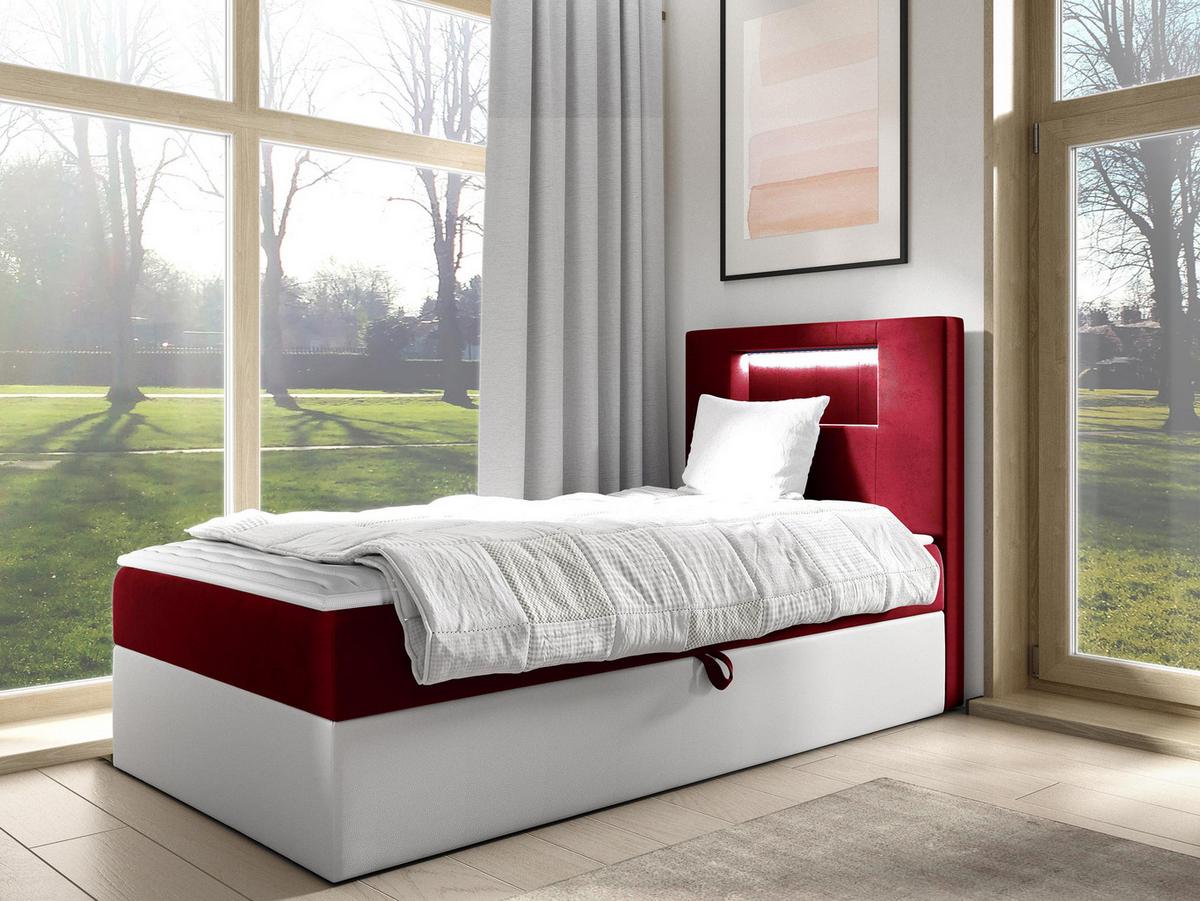 BOXBETT Gold Junior 1, Seite zum Öffnen des Bettkastens: Rechts - H3 - Rot/Weiß, Holz (90/200cm) - MIRJAN24
