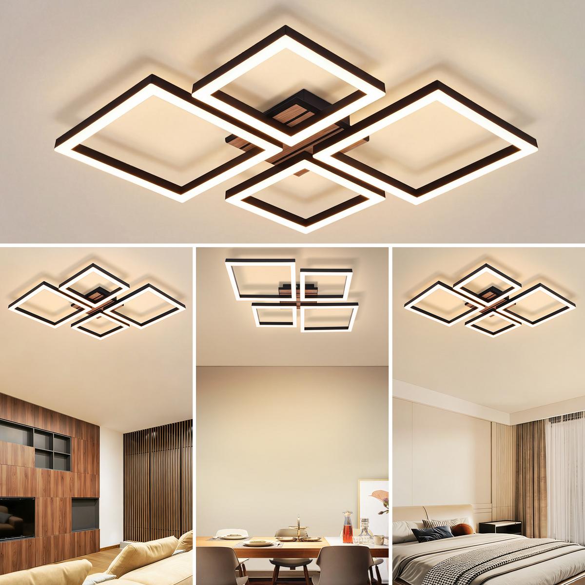 LED DECKENLEUCHTE Wlenly 48/45.5/6 cm - Schwarz, Kunststoff/Metall (48/45.5/6cm) - ZMH