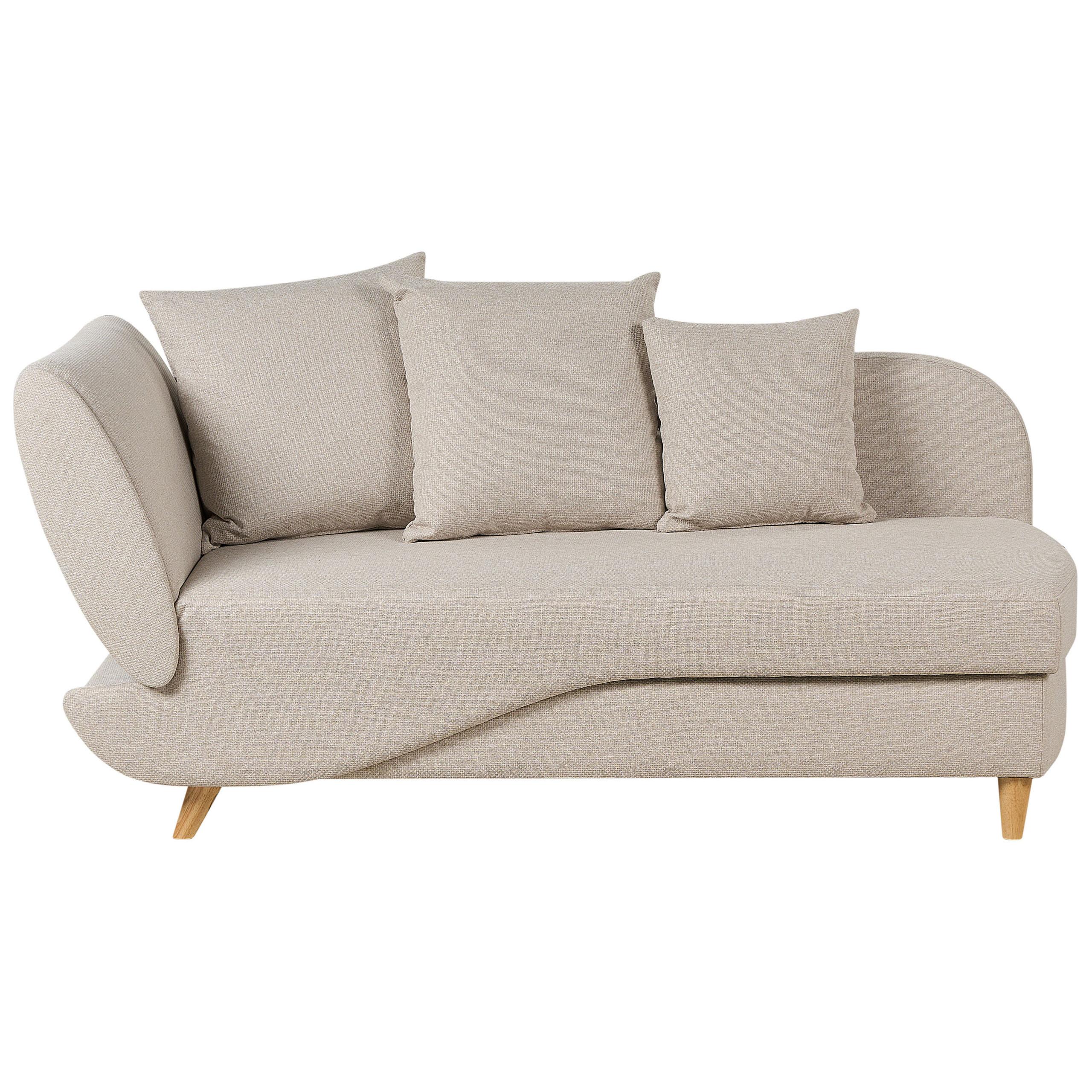 CHAISELONGUE Leinenoptik beige mit Bettkasten linksseitig Meri - Hellbraun/Beige, Textil (156/73/69cm) - Beliani