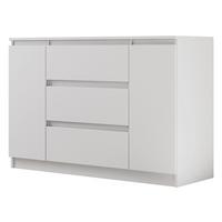 KOMMODE Lemon, mit 2 Türen und 3 Schubladen, 140 cm, Weiß matt - Weiß, Holzwerkstoff (140/78/39cm) - Beautysofa