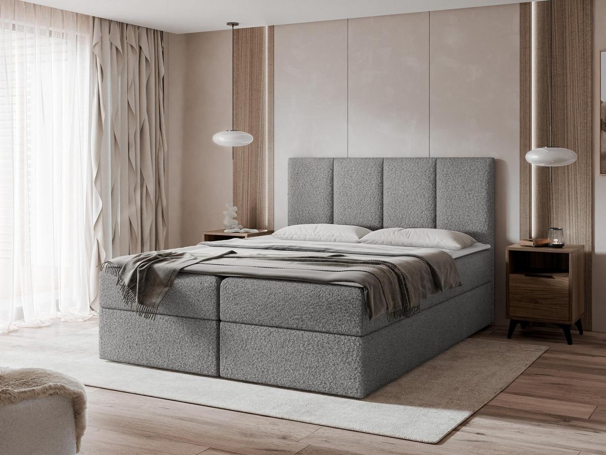 BOXBETT Rebos Boucle - H3 - Grau, Holz/Textil (180/200cm) - MIRJAN24