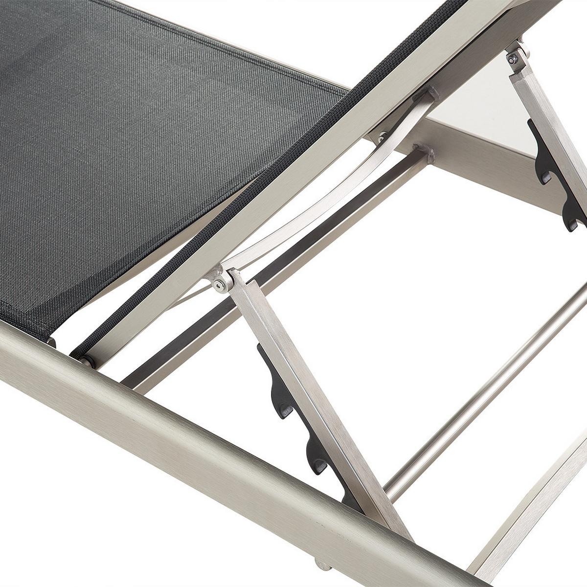 GARTENLIEGE schwarz Fossato - Schwarz, Metall (64/93/198cm) - Beliani