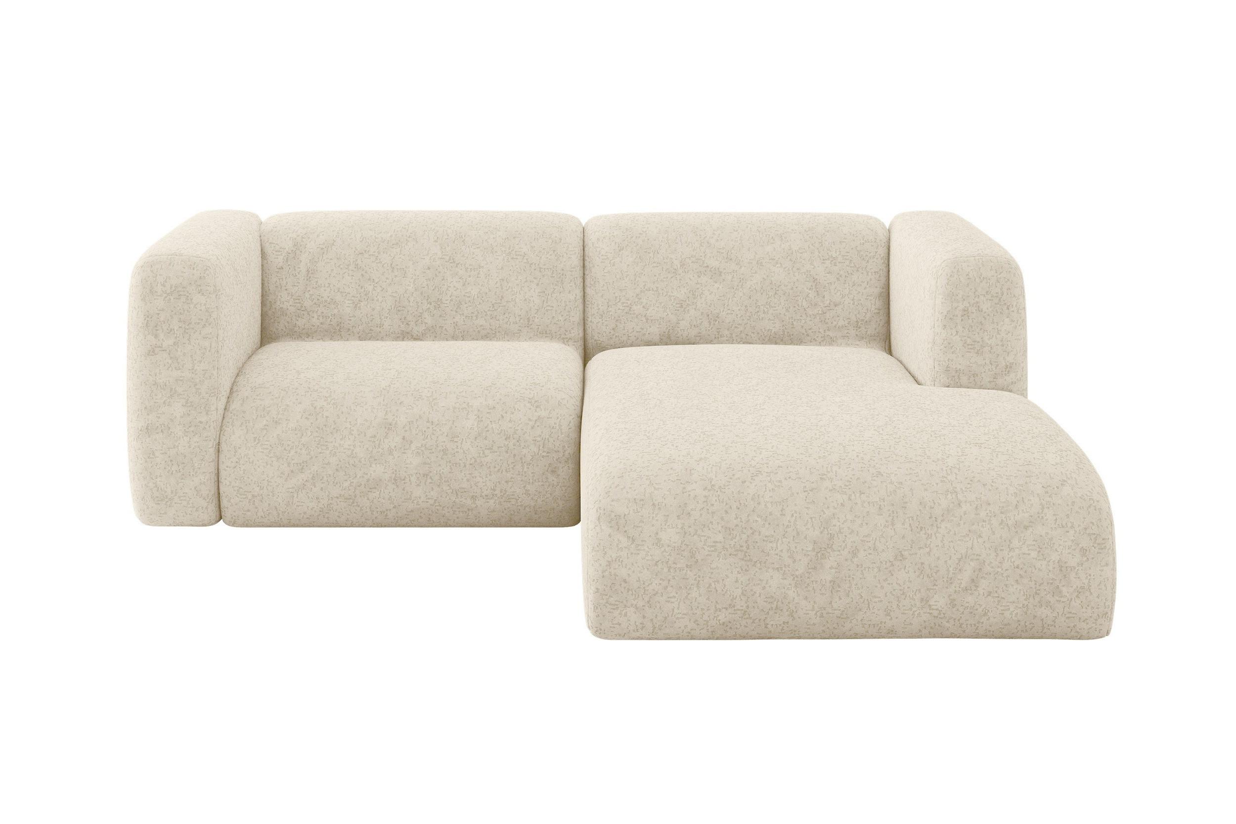 ECKSOFA Ottomane Rechts MIRA-L1 227x179x89 Creme Velours - Creme/Schwarz, Holzwerkstoff/Kunststoff (227/179cm) - ALTDECOR