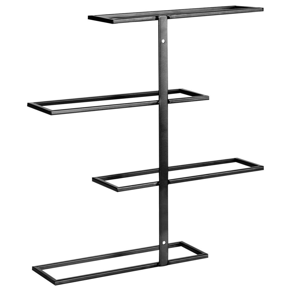 WAND-WEINREGAL Metall Schwarz Einsteinium - Schwarz, Metall (37/37/8cm) - Beliani
