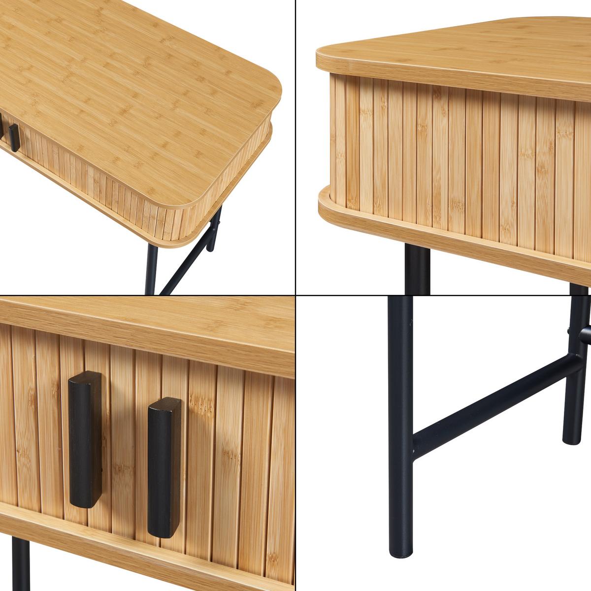 KONSOLENTISCH Tvedestrand - Schwarz/Naturfarben, Holzwerkstoff/Metall (50/100/76cm) - [en.casa]