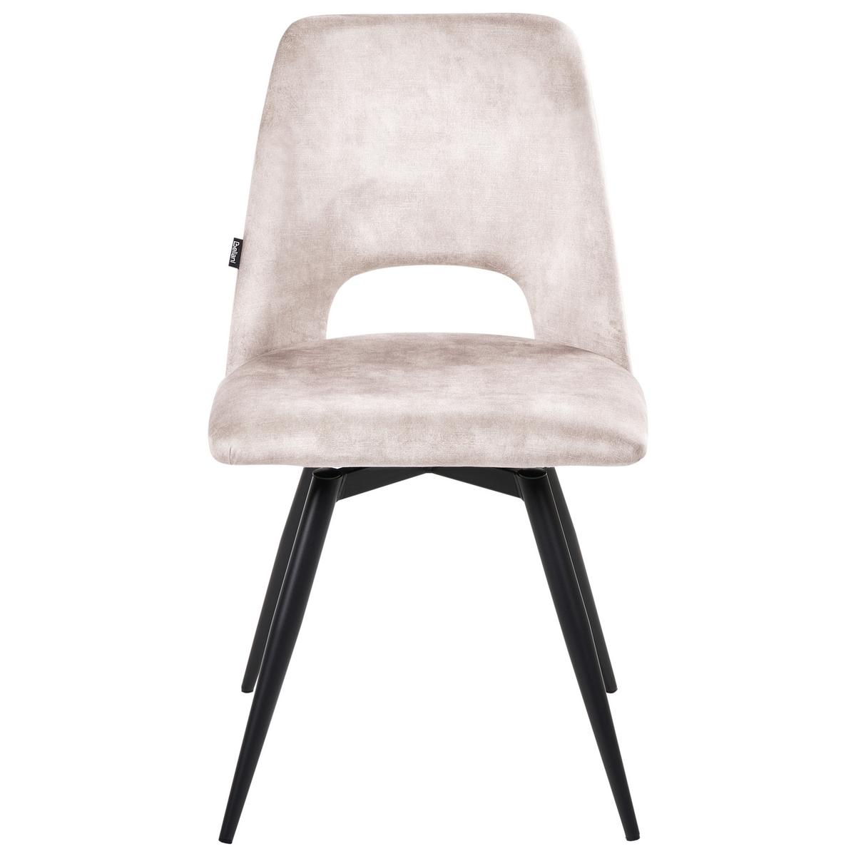 ESSZIMMERSTUHL 2er-Set drehbar Samtstoff Hellbeige Hallett - Beige, Textil (50/83/57cm) - Beliani