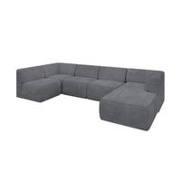 WOHNLANDSCHAFT Ottomane Rechts MOVO-L 345x180x78 cm Dunkelgrau Cord - Dunkelgrau, Holzwerkstoff/Kunststoff (180/78/345cm) - ALTDECOR