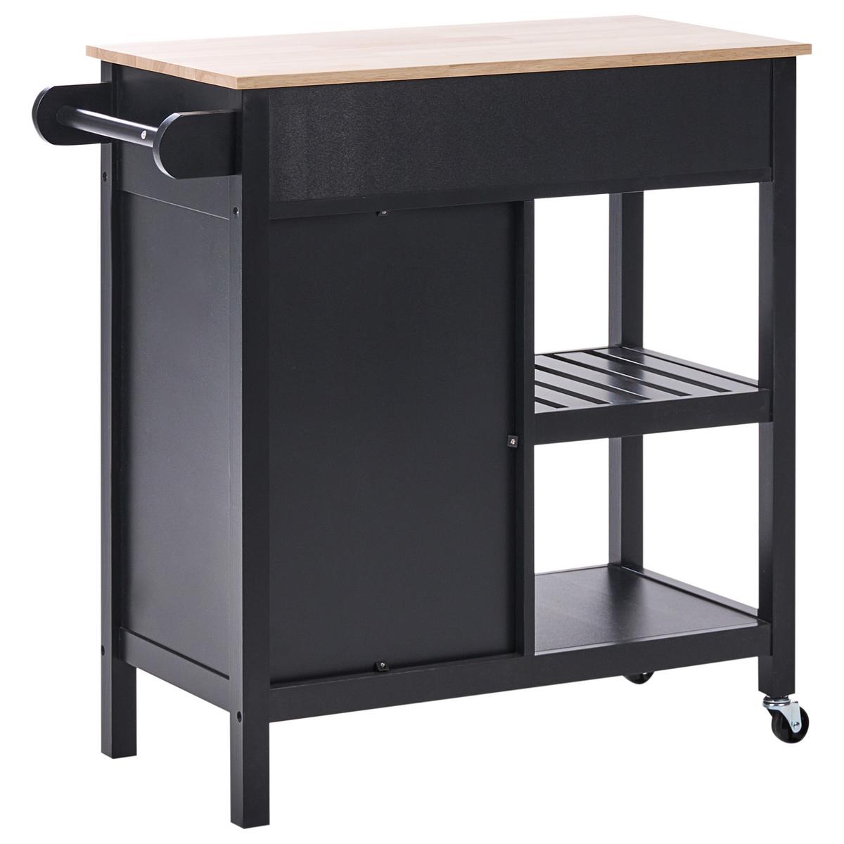 SERVIERWAGEN Schwarz Genoa - Schwarz/Braun, Holzwerkstoff (80/88/43cm) - Beliani