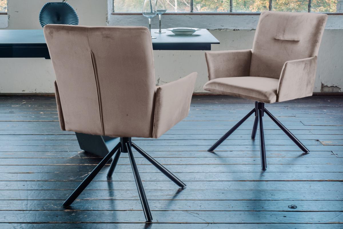 ESSZIMMERSTUHL KYRA Taupe Velvet Drehbar (360°) (1er-Set) - Taupe, Kunststoff/Textil (64/88/61cm) - KAWOLA