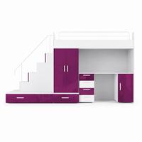KINDERZIMMER Set RAJ 5, Matt mit Hochbett, Schrank und Schreibtisch - Violett/Weiß, Holzwerkstoff (320/180/86cm) - Lookway