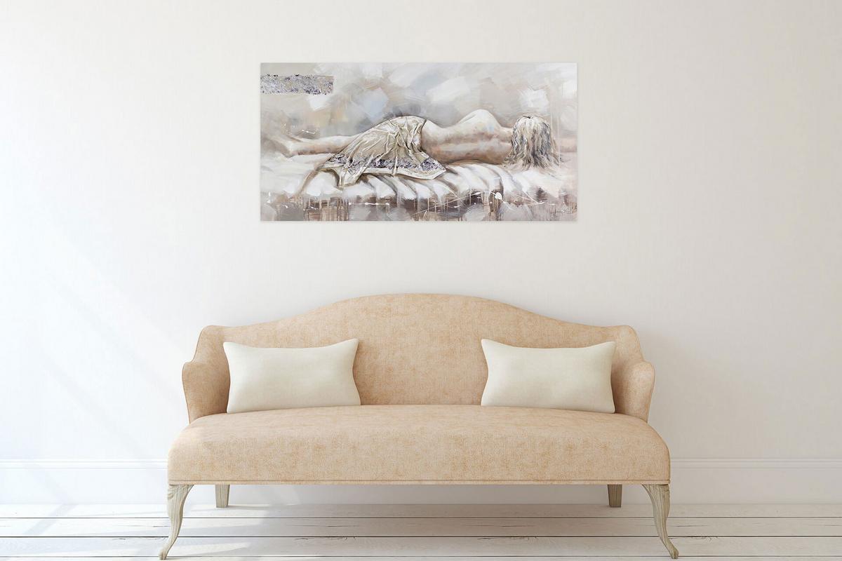 ÖLGEMÄLDE 120/60 cm - Beige, Holz/Textil (120/60cm) - KUNSTLOFT