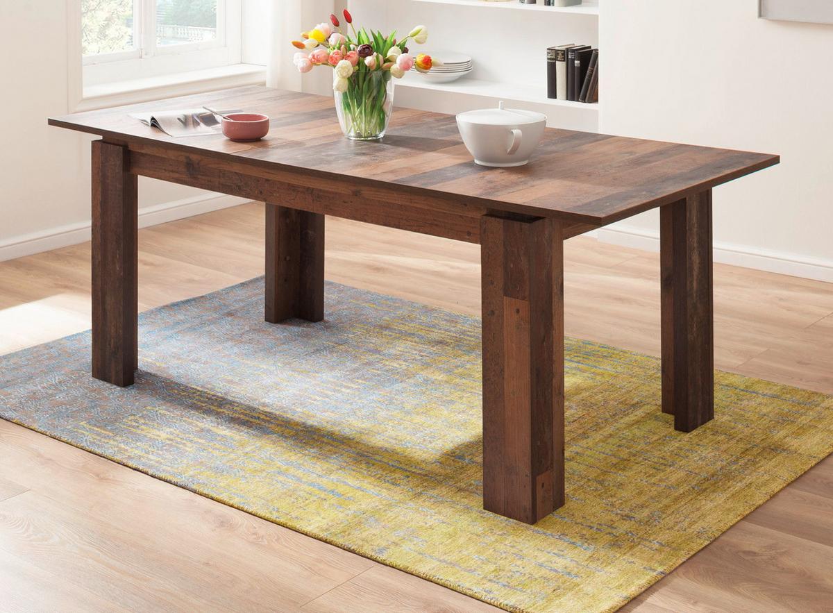 ESSTISCH Old Used Wood Altholz Optik, Küchentisch ausziehbar 160 - 200 x 90 cm - Braun/Grau, Holzwerkstoff (90/160/77cm) - Top.Furn