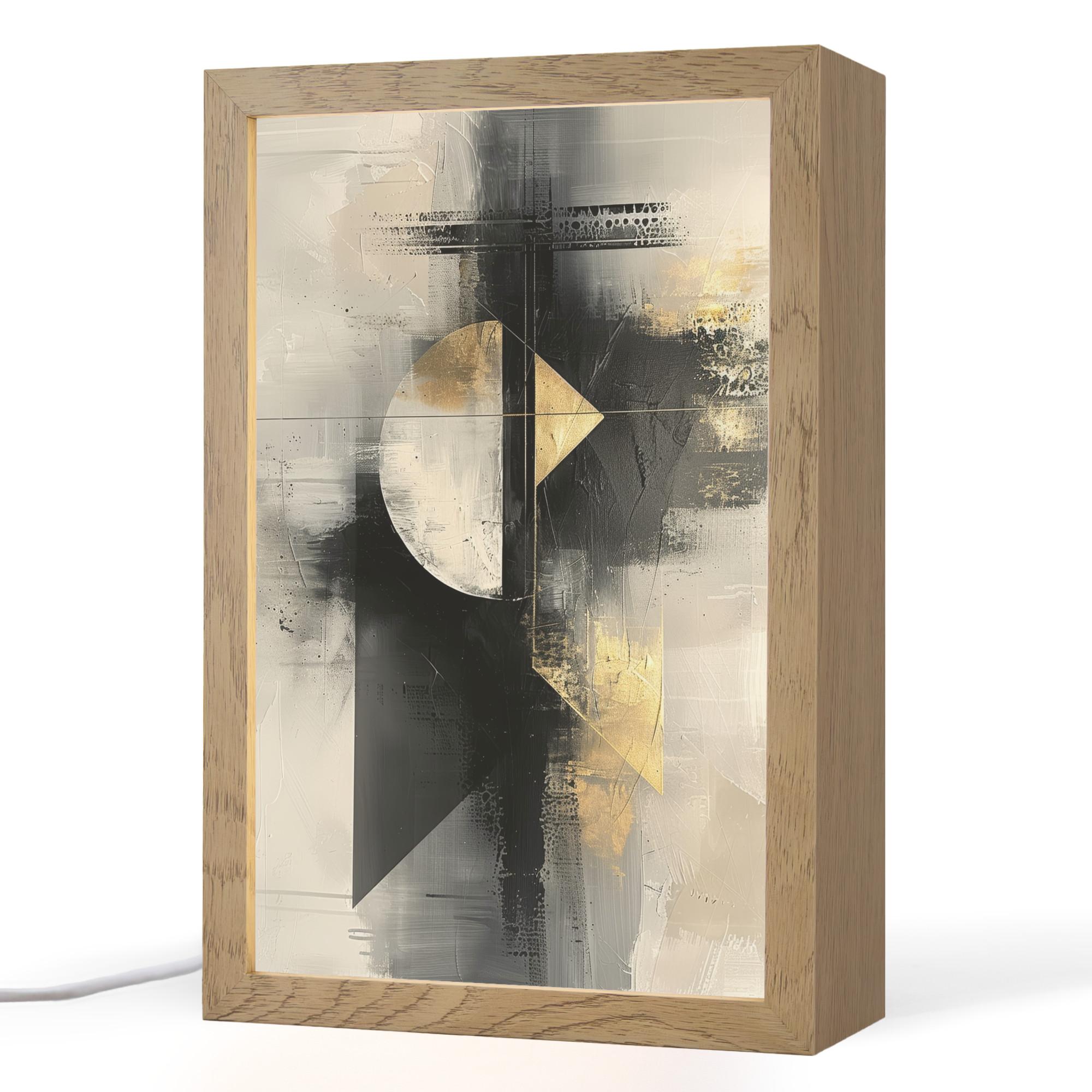 TISCHLEUCHTE Abstrakt - Schwarz - Farbe - Modern 20x30 cm - Birkefarben, Holzwerkstoff (8/20/30cm) - OnlyWow
