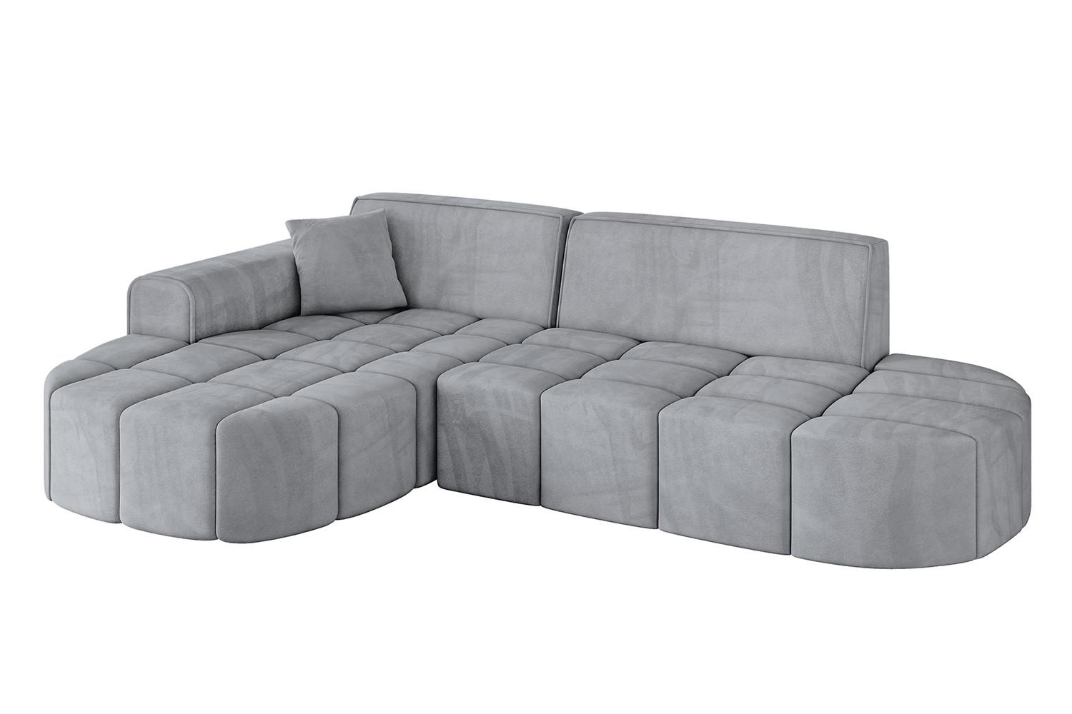 ECKSOFA Ottomane Links LIVO-L1 - 252x173x79,5 cm Hellgrau - Grau, Holzwerkstoff/Textil (252/173cm) - ALTDECOR