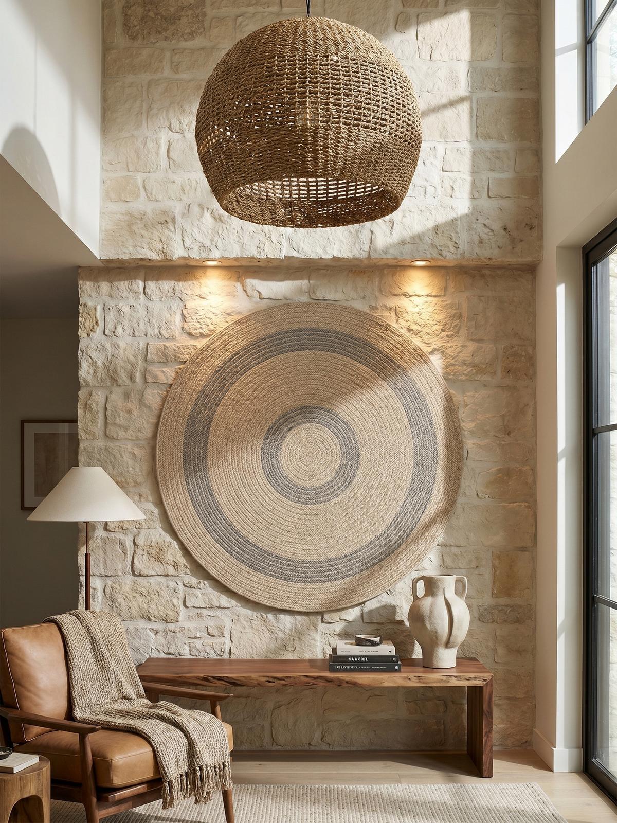 OUTDOORTEPPICH KAUNS, im Vintage-Stil, Schwarz, Ø 200 cm - Beige, Textil (200/200cm) - KADIMA DESIGN