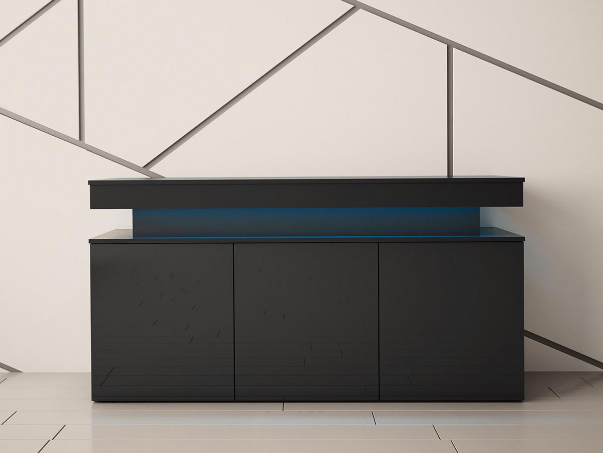 KOMMODE Glossa 3D 160 - Schwarz, Holzwerkstoff/Kunststoff (160/83/39cm) - MIRJAN24