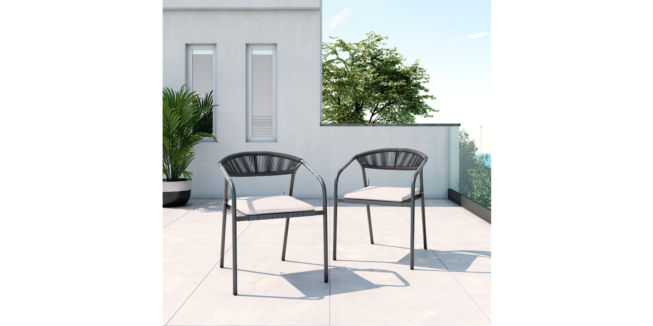 Graues 2-teiliges Gartenstuhl-Set