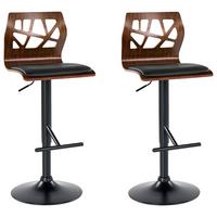 BARSTUHL 2er-Set drehbar Kunstleder Schwarz Petersburg - Schwarz/Braun, Holzwerkstoff/Metall (41/96/36cm) - Beliani