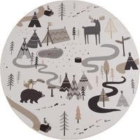 SPIELTEPPICH Waschbar TINO in Creme, mit Waldtier-Motiv, Ø 200 cm - Beige, Textil (200/200cm) - KADIMA DESIGN