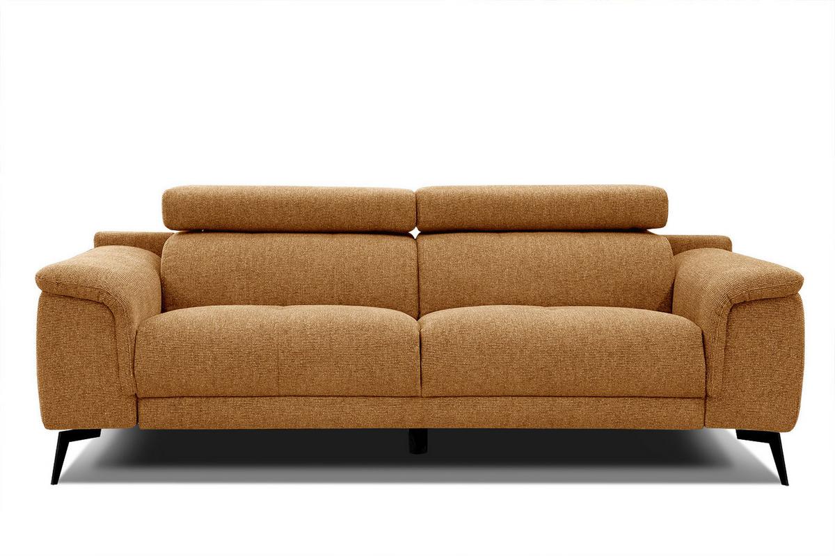 SOFA FIERO 3-Sitzer, orange - Schwarz/Orange, Holzwerkstoff/Textil (212/82/103cm) - Wozimo