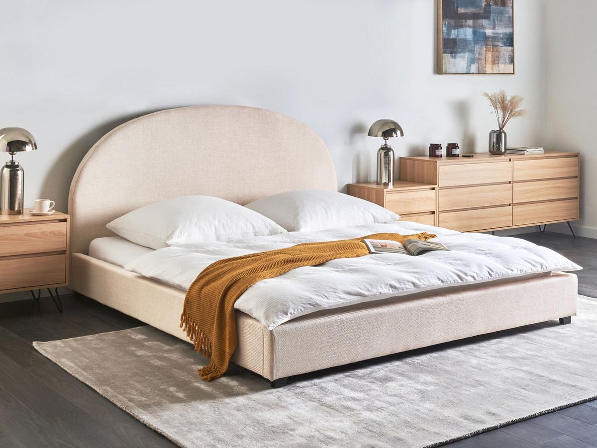 BETT mit Lattenrost 180/200 cm Hellbeige Vaucluse - Beige, Textil (180/200cm) - Beliani