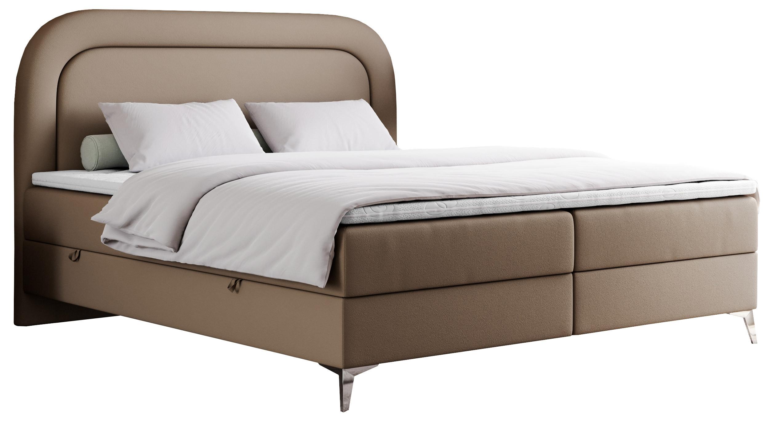 BOXBETT EIRA 120/200 Braun Kunstleder - H3 - Silberfarben/Braun, Holz/Textil (120/200cm) - MKS