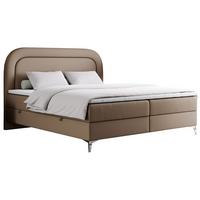 BOXBETT EIRA 140/200 Braun Kunstleder - H4 - Silberfarben/Braun, Holz/Textil (140/200cm) - MKS