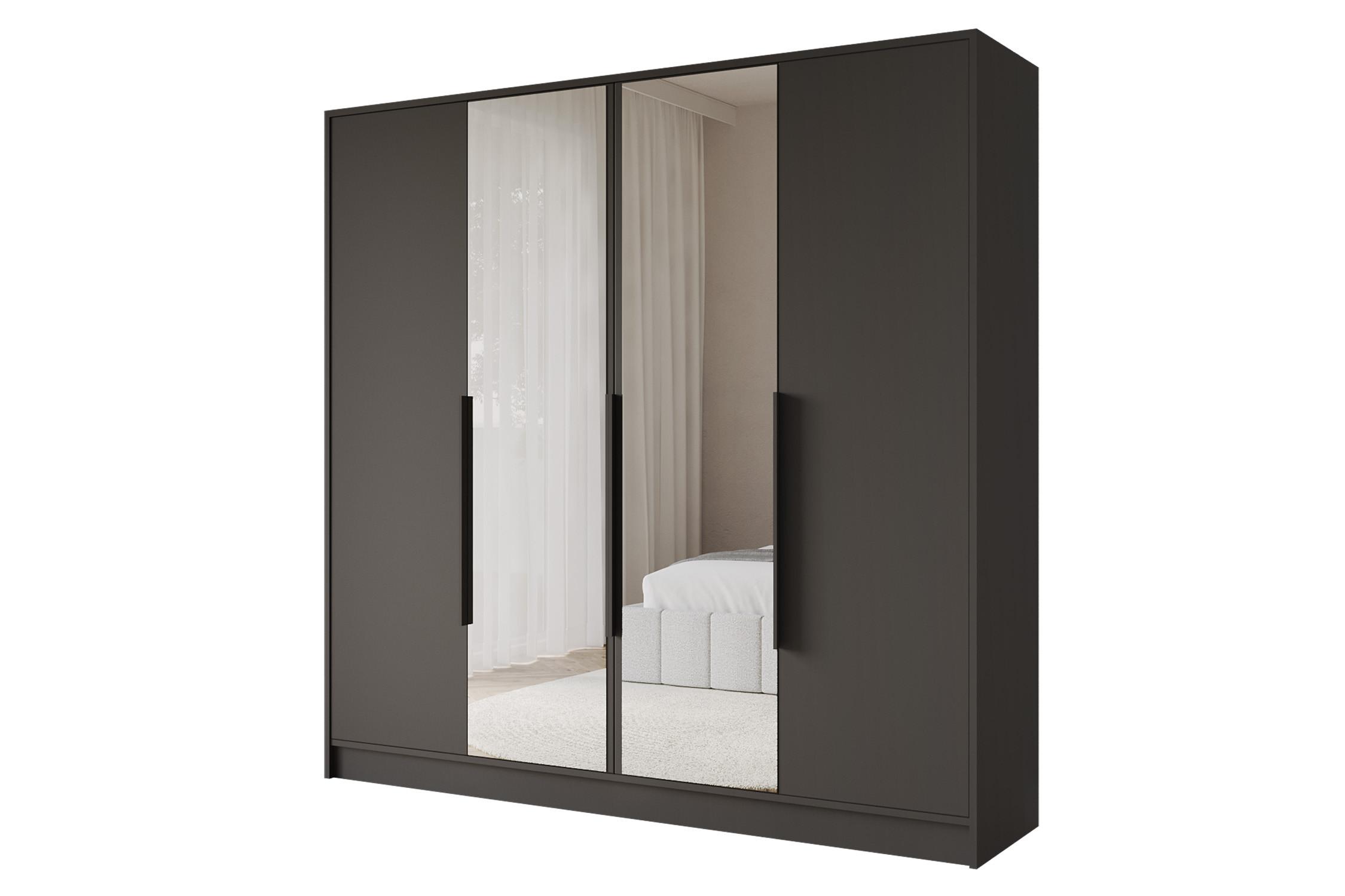 KLEIDERSCHRANK - LESE - 200 - Schwarz - Schwarz Hochglanz/Schwarz, Holzwerkstoff (200/200/51cm) - ALTDECOR