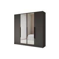 KLEIDERSCHRANK - LESE - 200 - Schwarz - Schwarz Hochglanz/Schwarz, Holzwerkstoff (200/200/51cm) - ALTDECOR