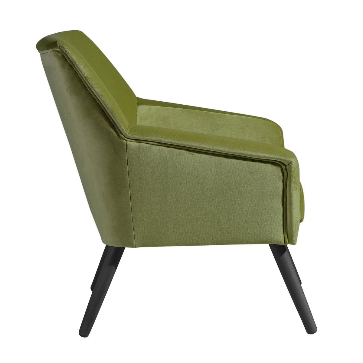 SESSEL Kachka Bezug Samtvelour Buche schwarz / oliv - Buche Kolonial/Olivgrün, Kunststoff (71/81/67cm) - 58aufmkessel
