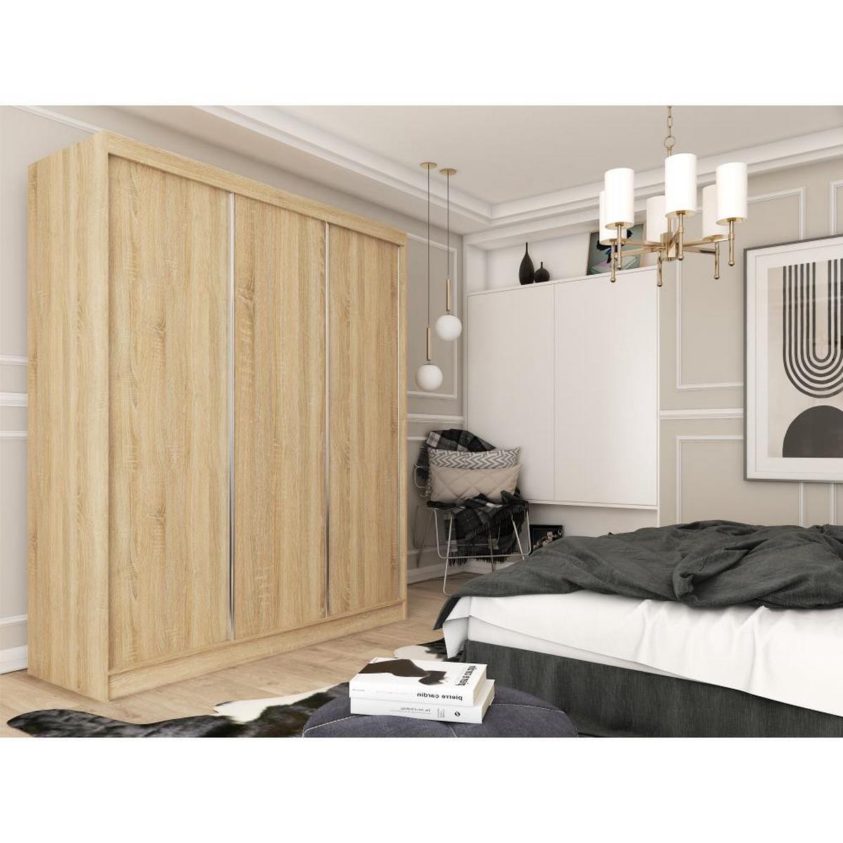 SCHWEBETÜRENSCHRANK Mario II 240/216/61 eiche Sonoma mit Schubladen - Sonoma Eiche, Holzwerkstoff (240/216/61cm) - Beautysofa