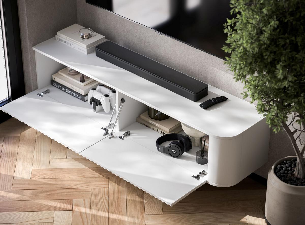 TV-LOWBOARD Aurora Weiß matt 140 cm - Weiß, Holzwerkstoff (140/30/35cm) - Meble Lindner