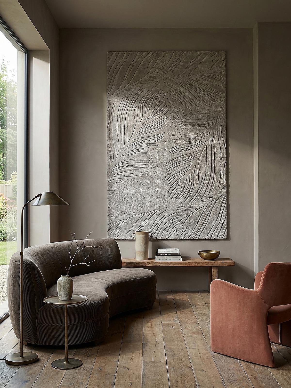 WOLLTEPPICH LEVEN, floral, Grau, 60 x 230 cm - Grau, Textil (230/60cm) - KADIMA DESIGN