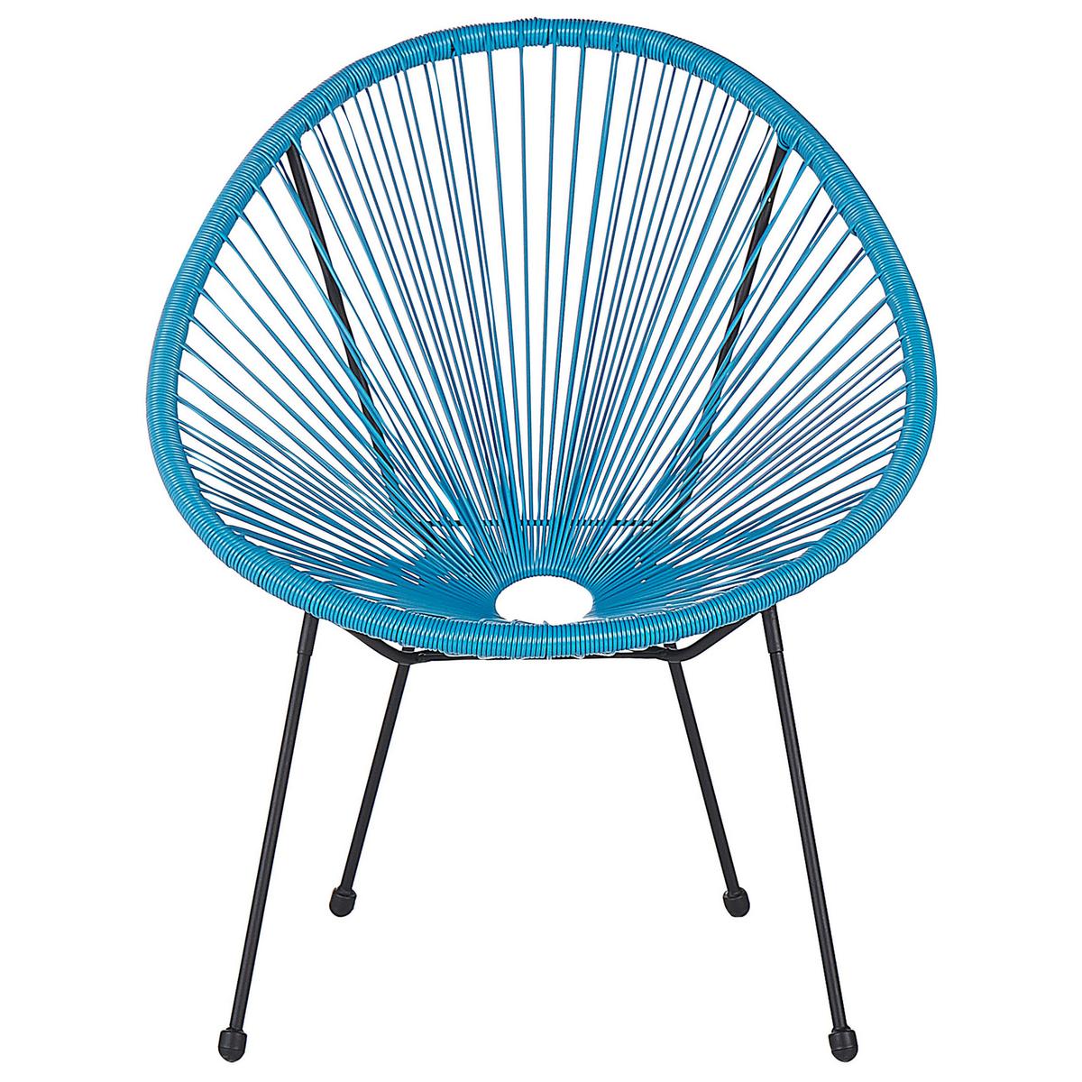 RATTANSTUHL 2er-SET Kunststoff blau 70 cm Acapulco II - Blau/Schwarz, Kunststoff (70/87/90cm) - Beliani