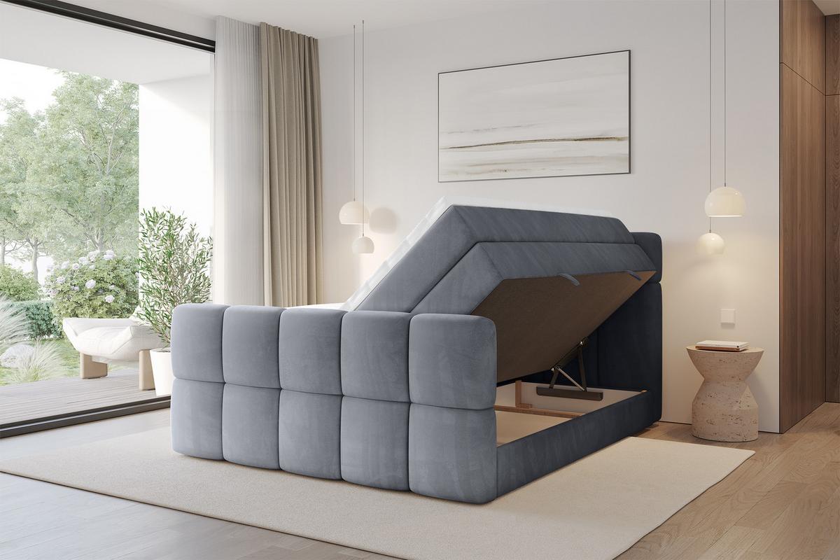 BOXBETT mit Matratze H3/H4 - FAMA-Z KING - 120x200 cm Grau Casablanca - Grau, Holzwerkstoff (120/200cm) - ALTDECOR