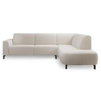 ECKSOFA Lununa Creme mit Armlehne, Bouclé, Ottomane rechts - Creme/Schwarz, Textil/Metall (218/277cm) - Selsey