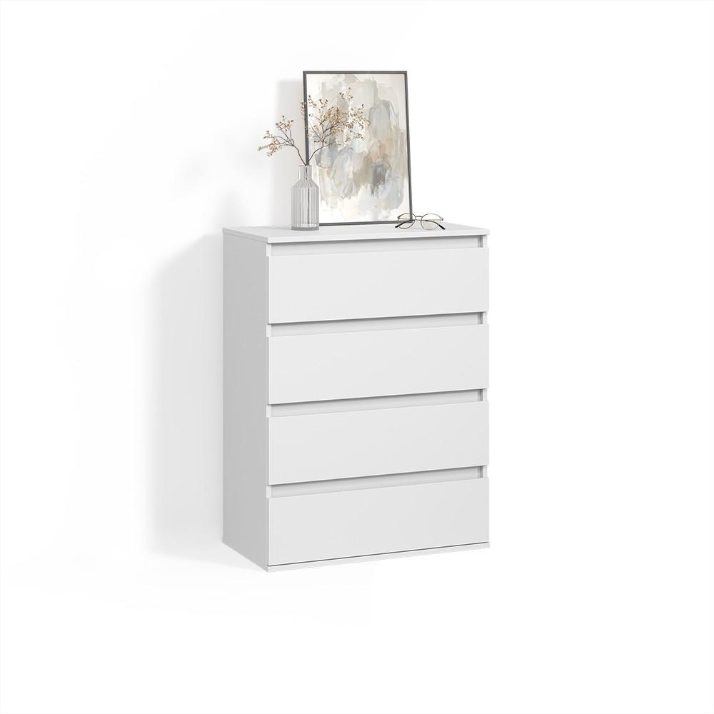 KOMMODE Garda Weiß 74 x 99.6 cm mit 4 Schubladen - Weiß, Holzwerkstoff (74/99.6/40cm) - Livinity®